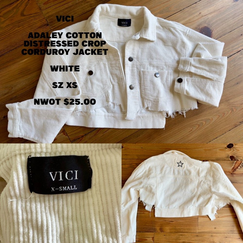 Vici	Adaley Cotton Distressed Crop Corduroy Jacket NWOT